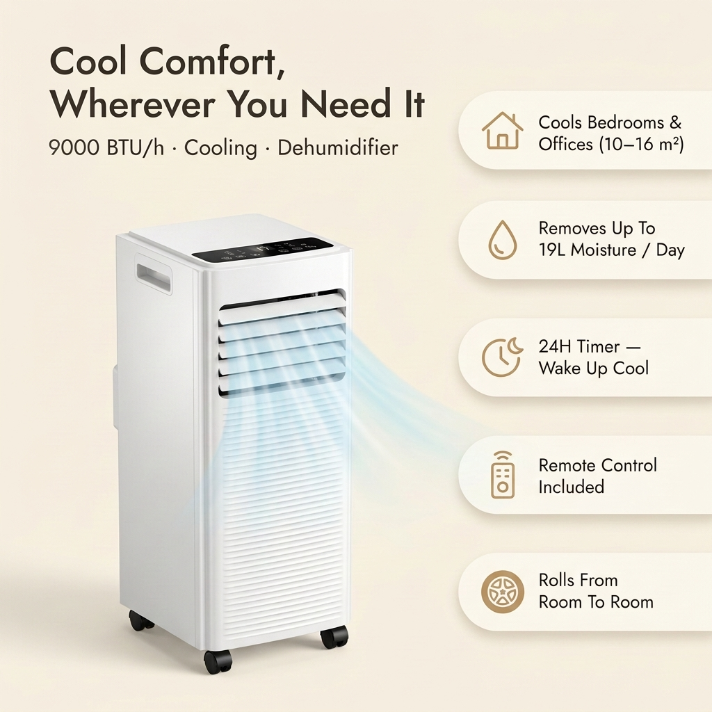 Portable Air Cooler & Fan with Humidity Control – Powerful Home Cooling System