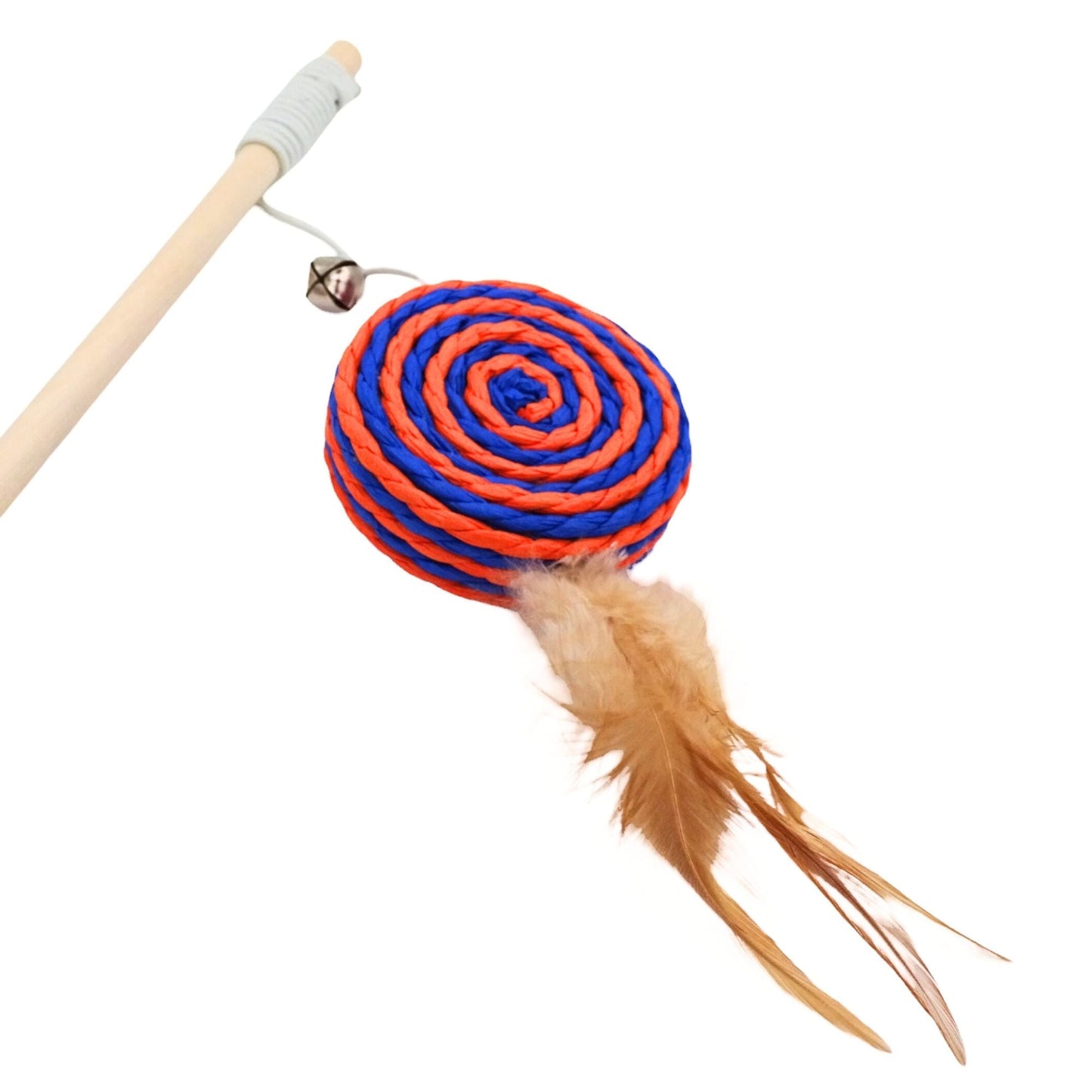 Premium Sisal Cat Teaser Wand Toy with Feather & Bell – Interactive Cat Play Stick